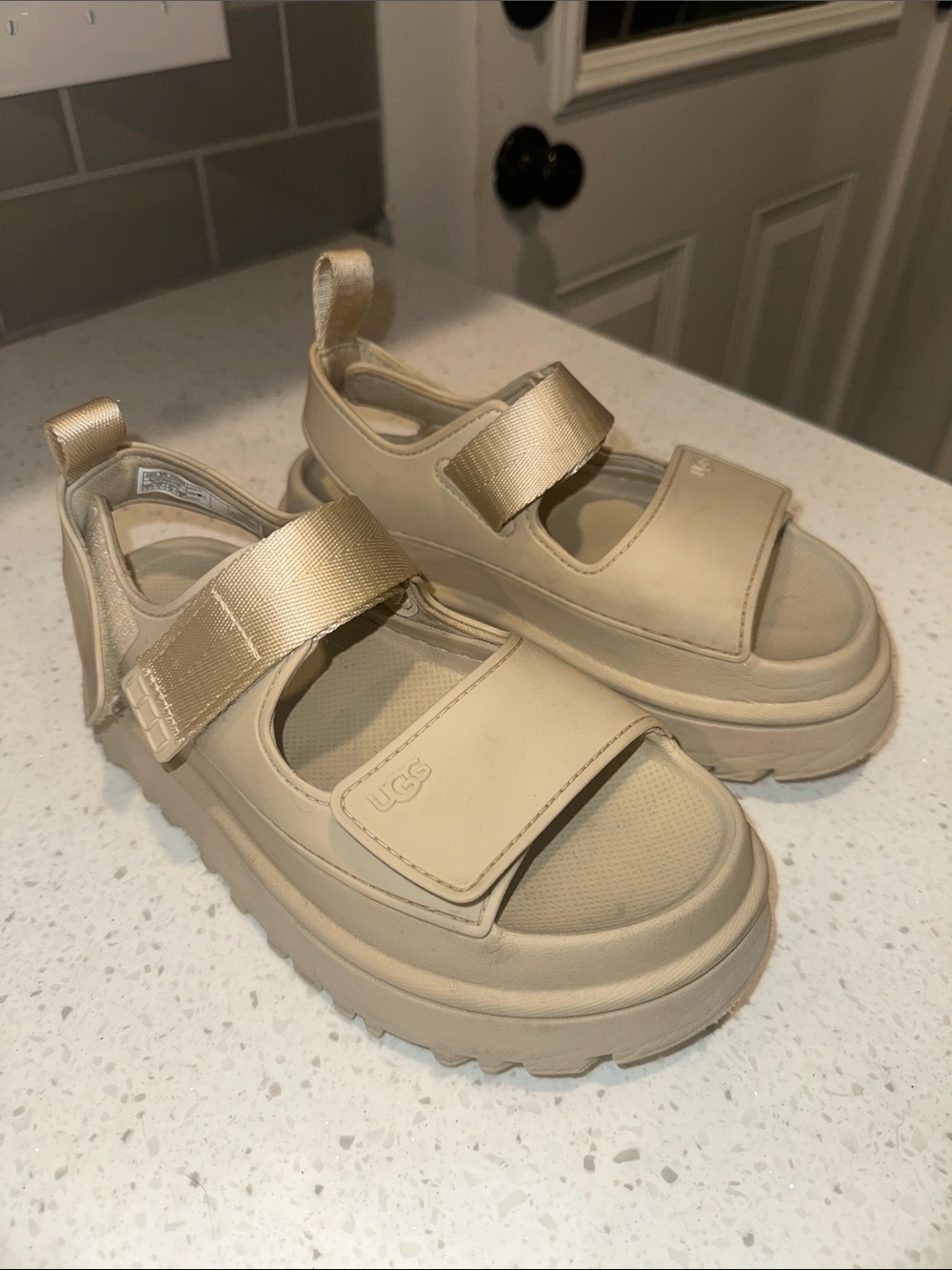 UGG Women’s Tan Platform Velcro Sandals
